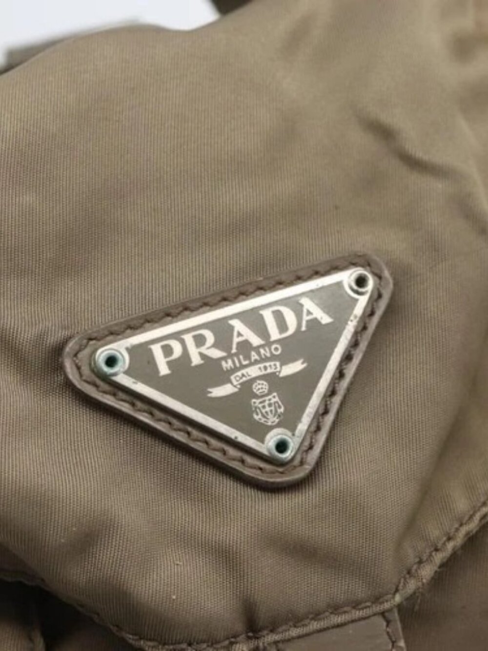 PRADA Backpack Nylon Khaki Silver Auth 163902 - Picture 10 of 16